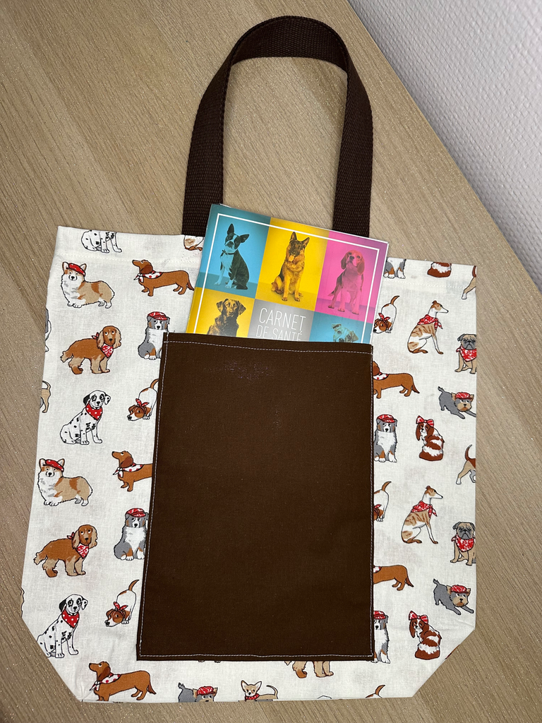 Tote bag Chien marron